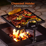 Fire Pit with BBQ, Outdoor Fire Pit for Wood Burning, Patio Firepits for Outside with Grill