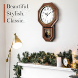 Sunexinlo Pendulum Wall Clocks Battery Operated,Regulator wall Clock with Pendulum,Vintage Decorative Grandfather Clock for Living...
