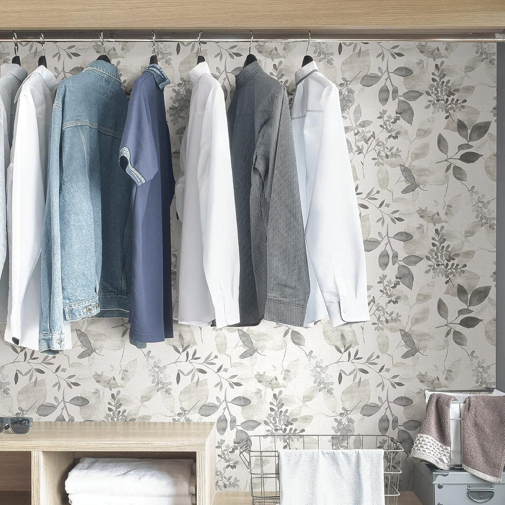 By WallPops NUS3144 Breezy Peel & Stick Wallpaper, Grey