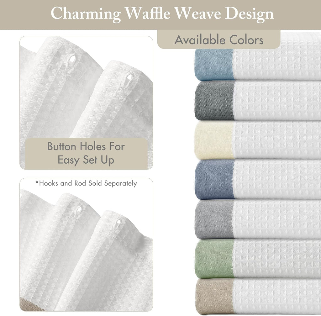 Spa Waffle Shower Curtain , 72 x 72, Taupe | Striped, Pieced Fabric Design, 3M Scotchgard Moisture Management, Hotel