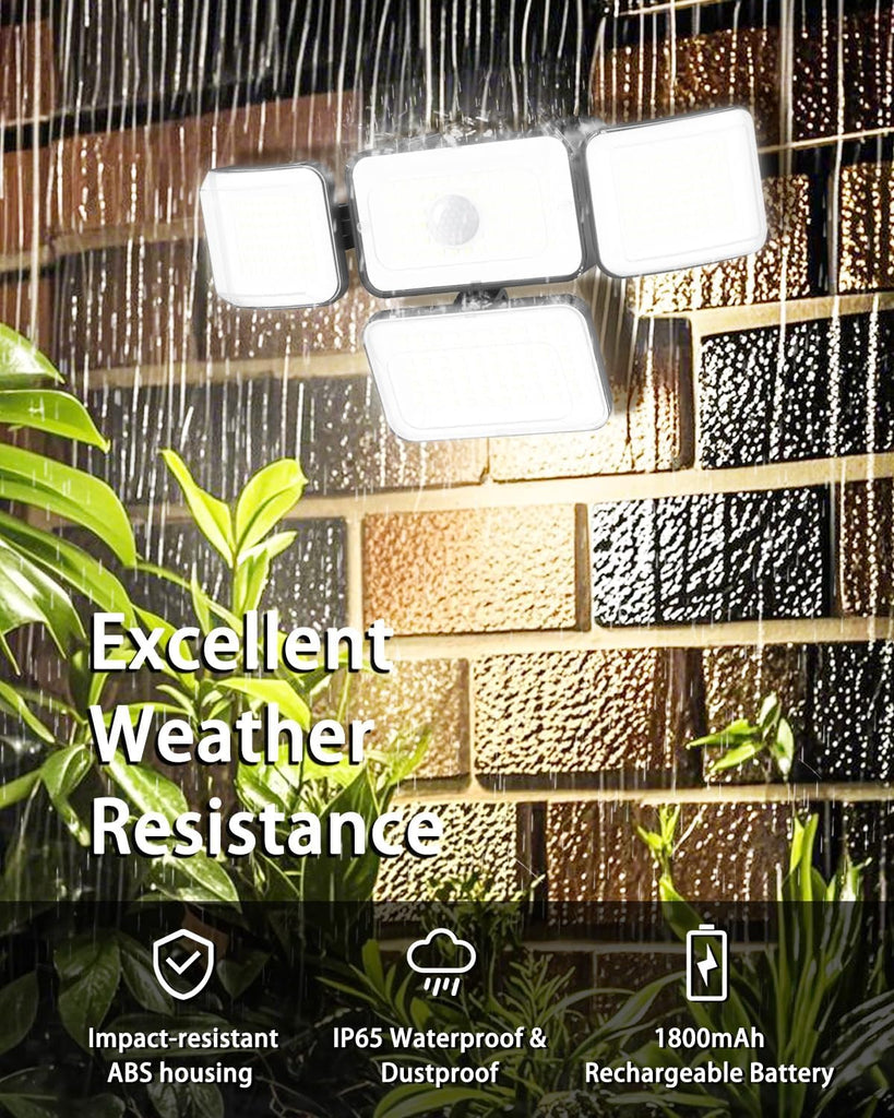 Solar Outdoor Lights Motion Sensor 3500LM 288 LED Solar Security Lights with Remote Control IP67 Waterproof 4 Heads