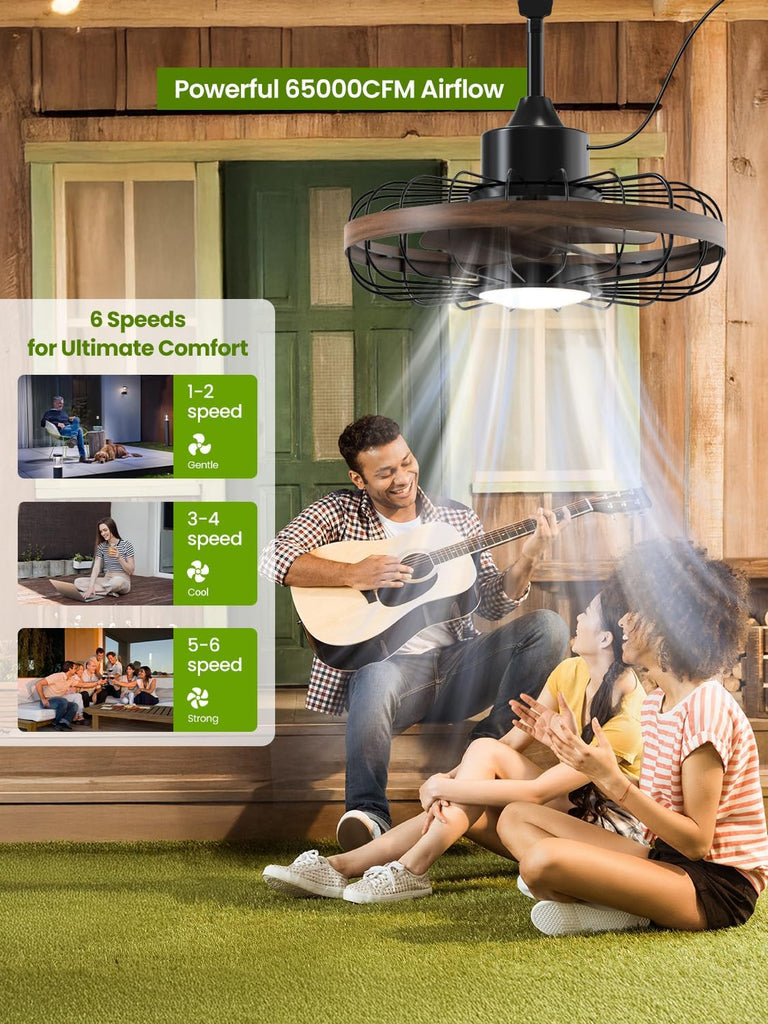18 Inch Ceiling Fan Smart APP & Remote Control, 6 Speeds, 3 Color Temperatures, Gazebo Lights Outdoor Ceiling Fans for Patio Waterproof,Porch
