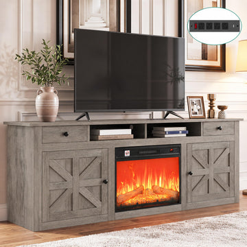Electric Fireplace TV Stand for TVs up to 80 Inches, (Grey Oak)