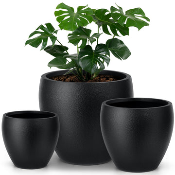 14.5/12/9.7 Inch Large Plastic Flower Pots with Drainage (3 Pcs)