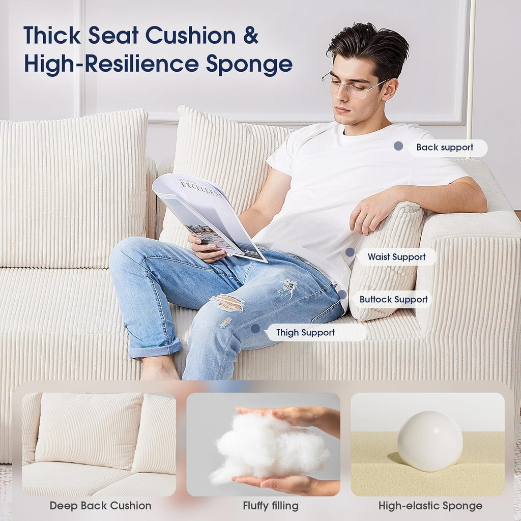 107'' Modular Sectional Sofa, L Shaped Cloud Couch for Living Room