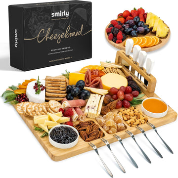 Charcuterie Boards Set, Large Cheese Board with Accessories, Bamboo | House Warming Gifts, Wedding Gifts for Couples