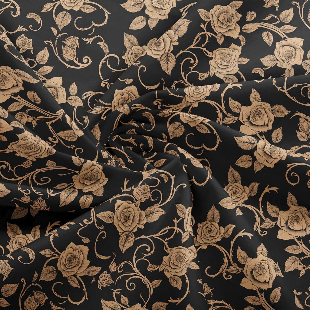 Flower Polyester Fabric 1 Yard Soft Vintage Botanical