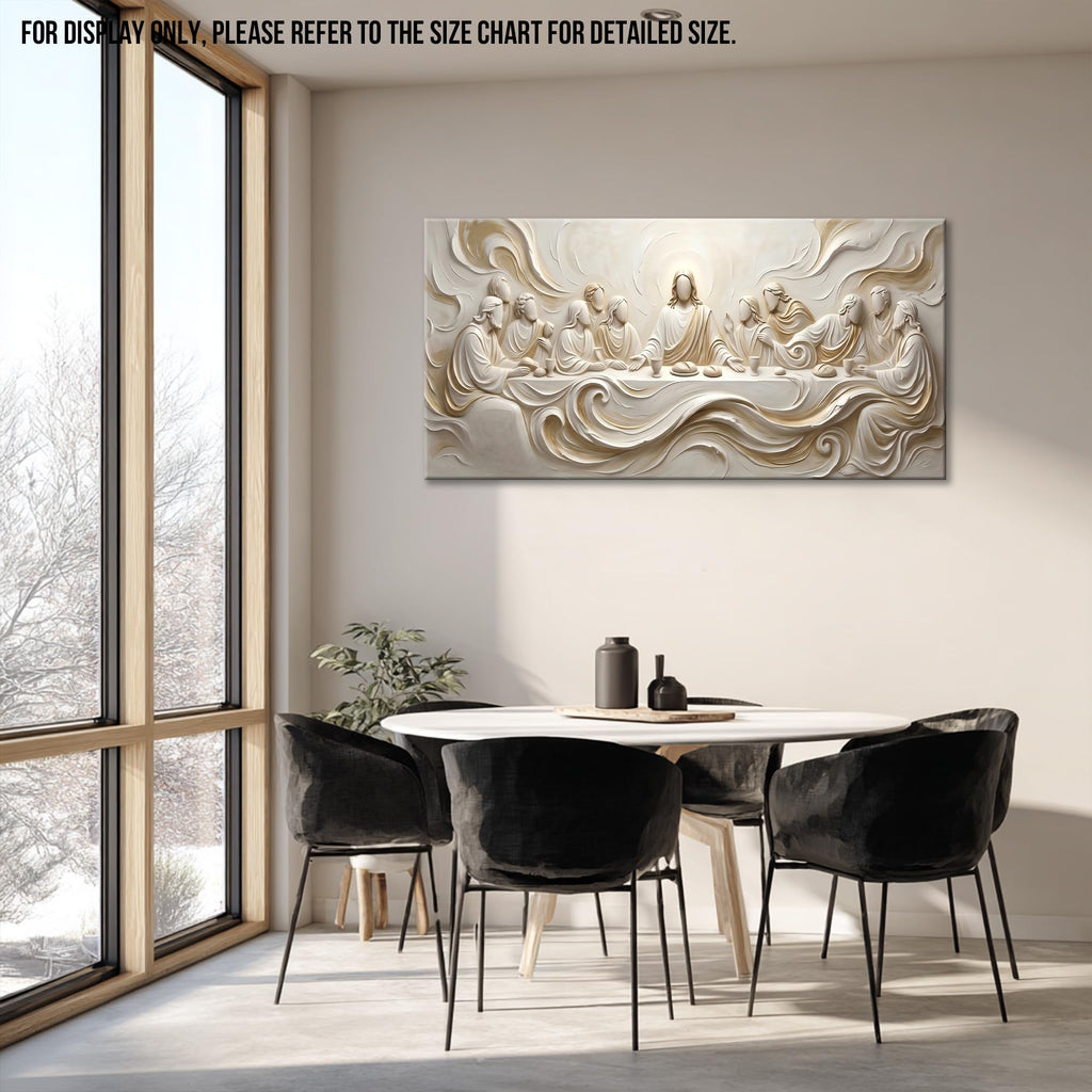The Last Supper Textured Geometric Canvas Wall Art, structured and approachable Jesus and Apostles Scene for modern