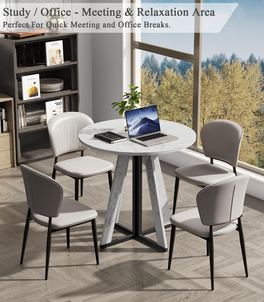 31.5 inch Round Dining Table for 2 4, Farmhouse Kitchen Table, Round Dining Room Table with Metal Legs for Small