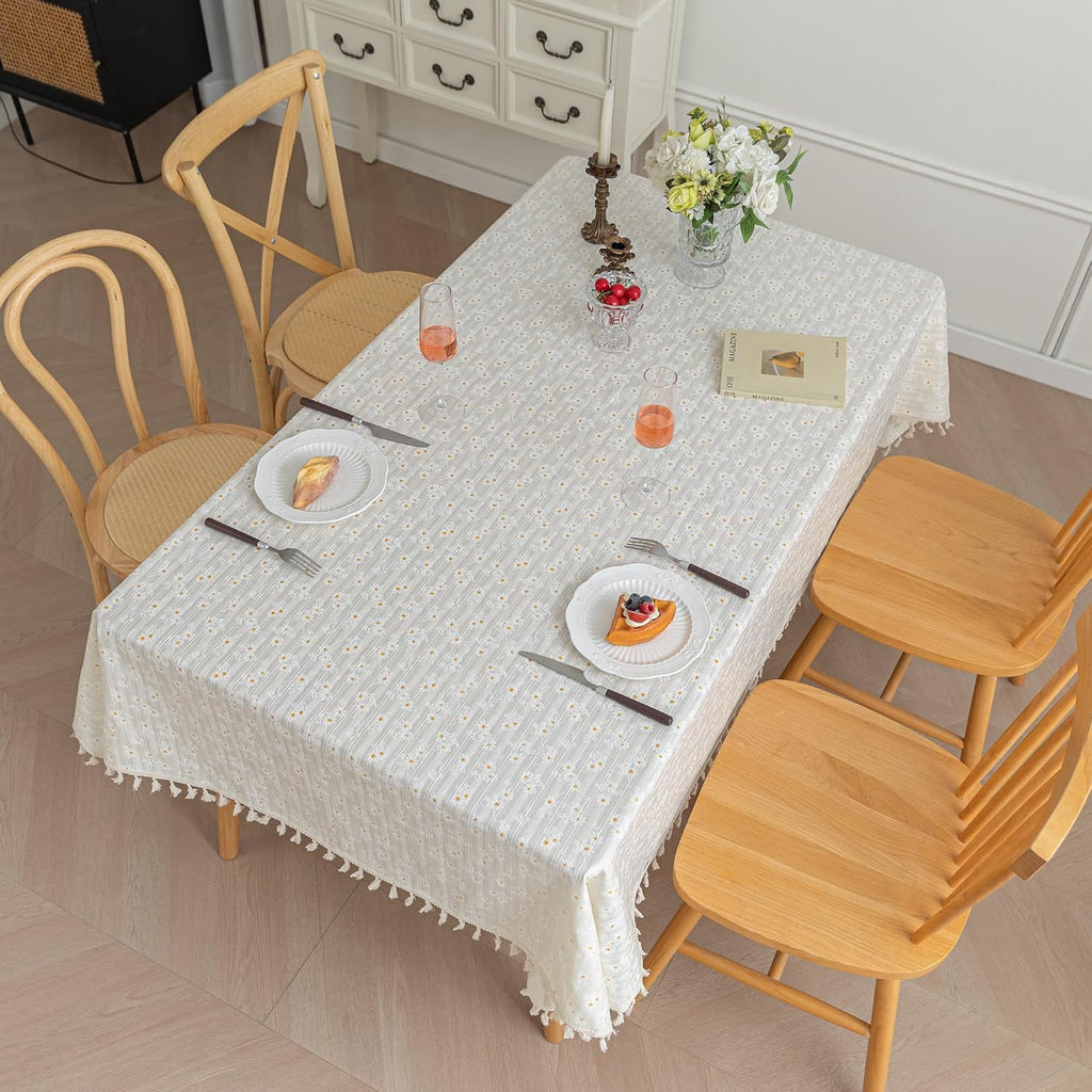 Rectangle Tablecloths Rectangular Cotton Fabric Waterproof Table Cloth Rectangle Table for 6 Foot Farmhouse Outdoor