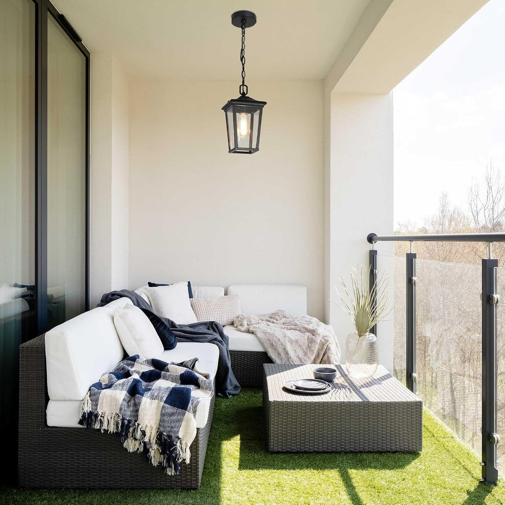 Outdoor Pendant Light Fixture, Farmhouse Exterior Lights, Anti-Rust Ceiling Outdoor Light with Clear Glass
