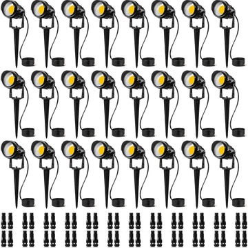 24 Pack Low Voltage Landscape Lights LED 12W Landscape Lighting with connectors AC/DC 12V-24V Outdoor Spotlight IP65