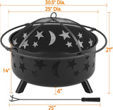 Fire Pit 30in Fire Pits for Outside Wood Burning Outdoor Fireplace with Spark Screen, Poker for Bonfire Patio Backyard Garden Picnic - Image 4