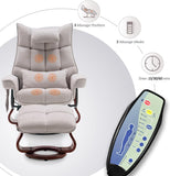 Modern Reclining Swivel Lounge Chair and Ottoman — Beige