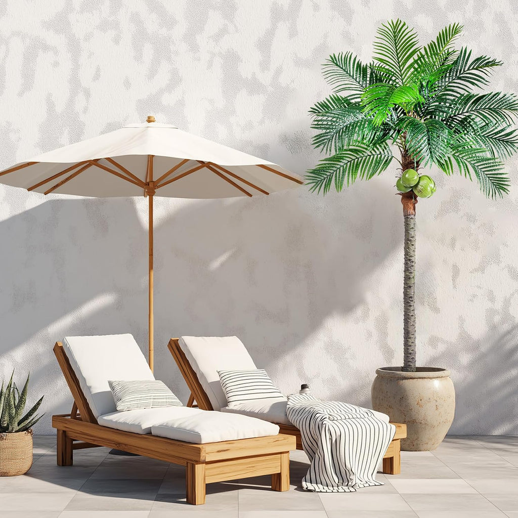 Artificial Phoenix Palm Tree 8.2ft Tall - Fake Large Tropical Tree with Adjustable Leaves, Realistic Faux Sago Palm