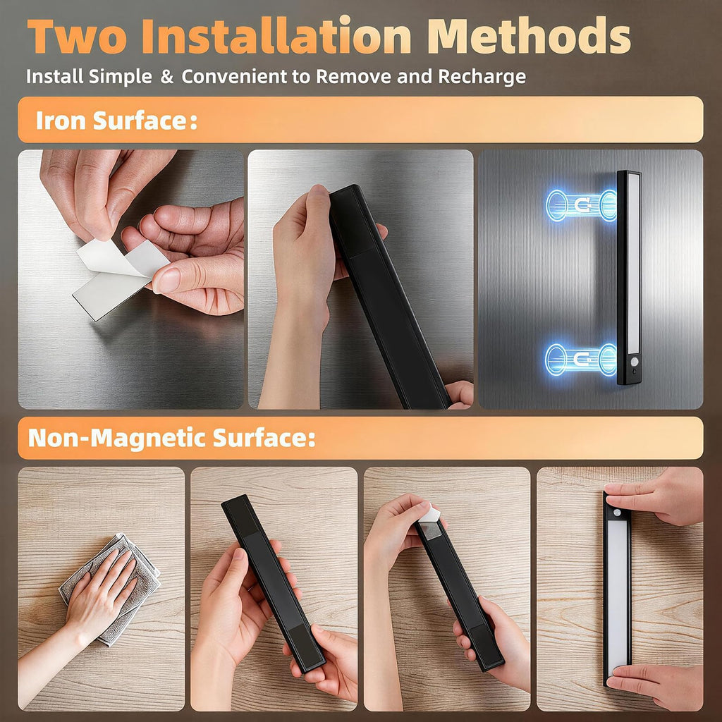 Rechargeable Motion Sensor Light 6 Pack, 3 Color Temps Under Cabinet Lights