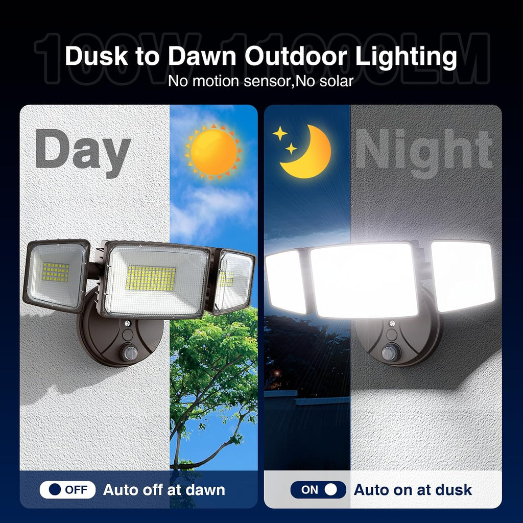 100w Dusk to Dawn Outdoor Lighting,11000LM Led Outdoor Light from Dusk Till Dawn,Super Bright Flood Light,IP66