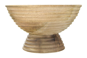 Co-Op Ridged Mango Wood Footed Bowl, Brown