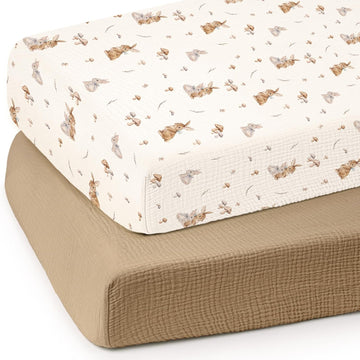 Muslin Crib Sheets for Baby: Fitted for Standard Crib Mattress | Soft Cotton for Baby's Cozy Sleep - Breathable Keeps