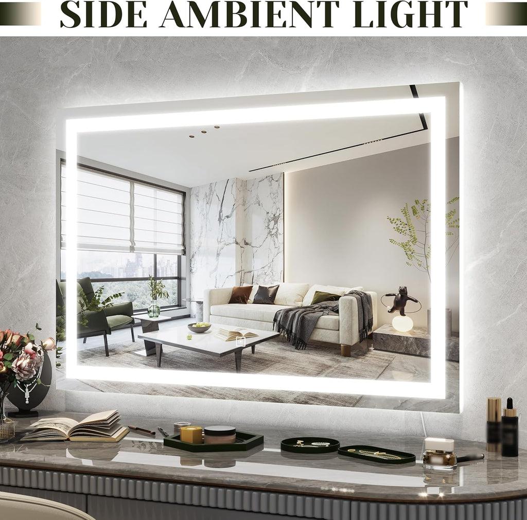 32x 22 Inch Large Lighted Vanity Mirror with Dimmable 3 Modes, LED Makeup Mirror ＆ Dressing Room, Tabletop or Wall