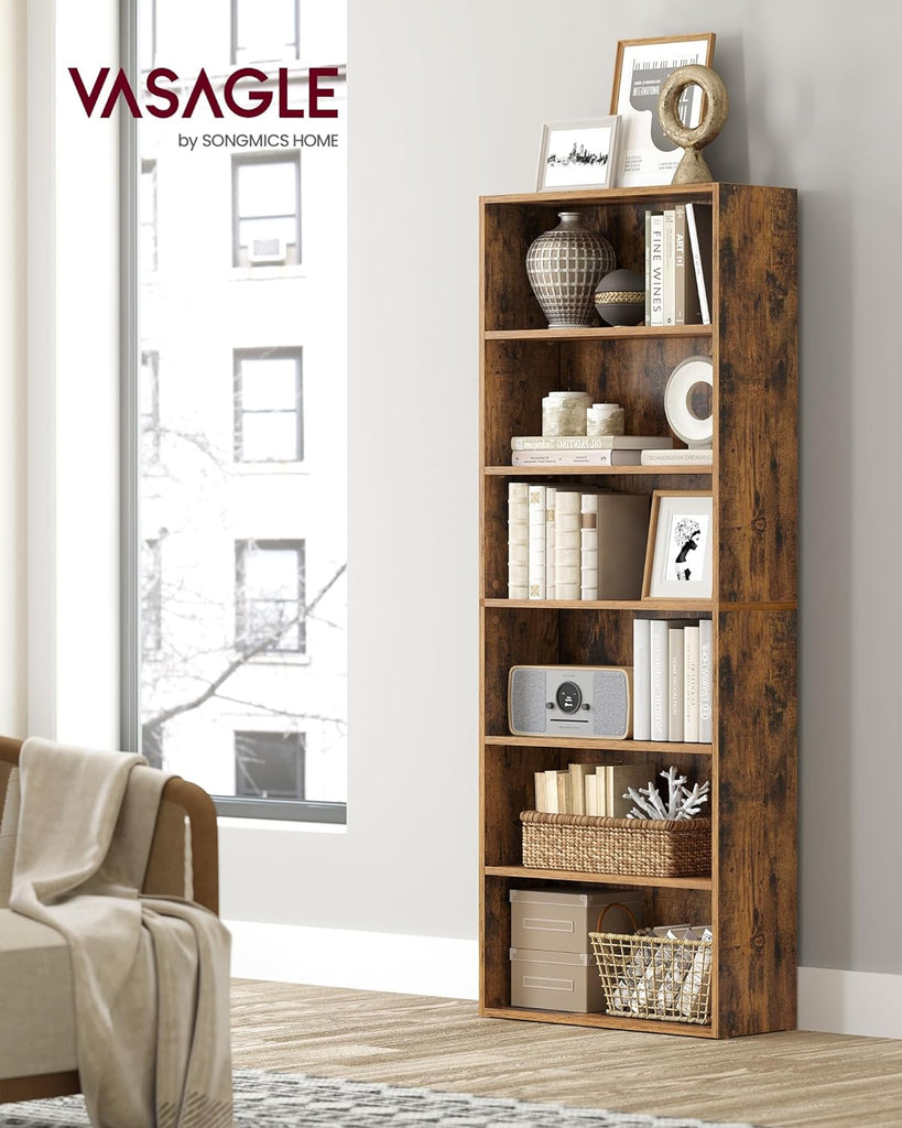 Bookshelf, 6-Tier Bookcase, Book Shelf, Open Storage Shelf, 9.4 x 23.6 x 63.3 Inches, Dinning Room