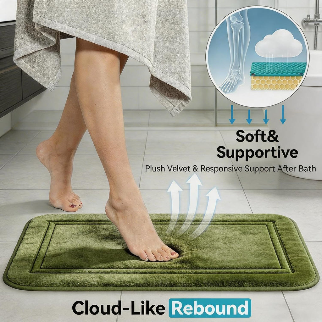 Bathroom Rugs Set Memory Foam Mats Non-Slip Bath Rug Set 3 Piece,Washable Bathroom Mats,Absorbent Shaggy Rug Super