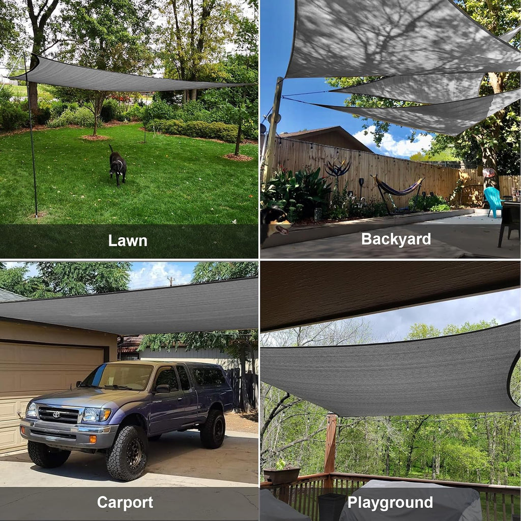 Large Sun Shade Sail 16' x 20' Dark Grey Rectangle Outdoor Canopy | Outdoor sun shade sail for backyard, patio