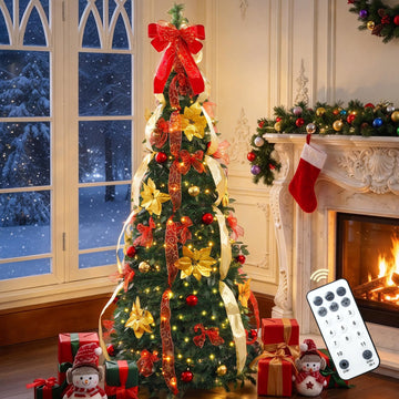 6 FT Pre Decorated Pull-Up with Colorful Lights & Remote