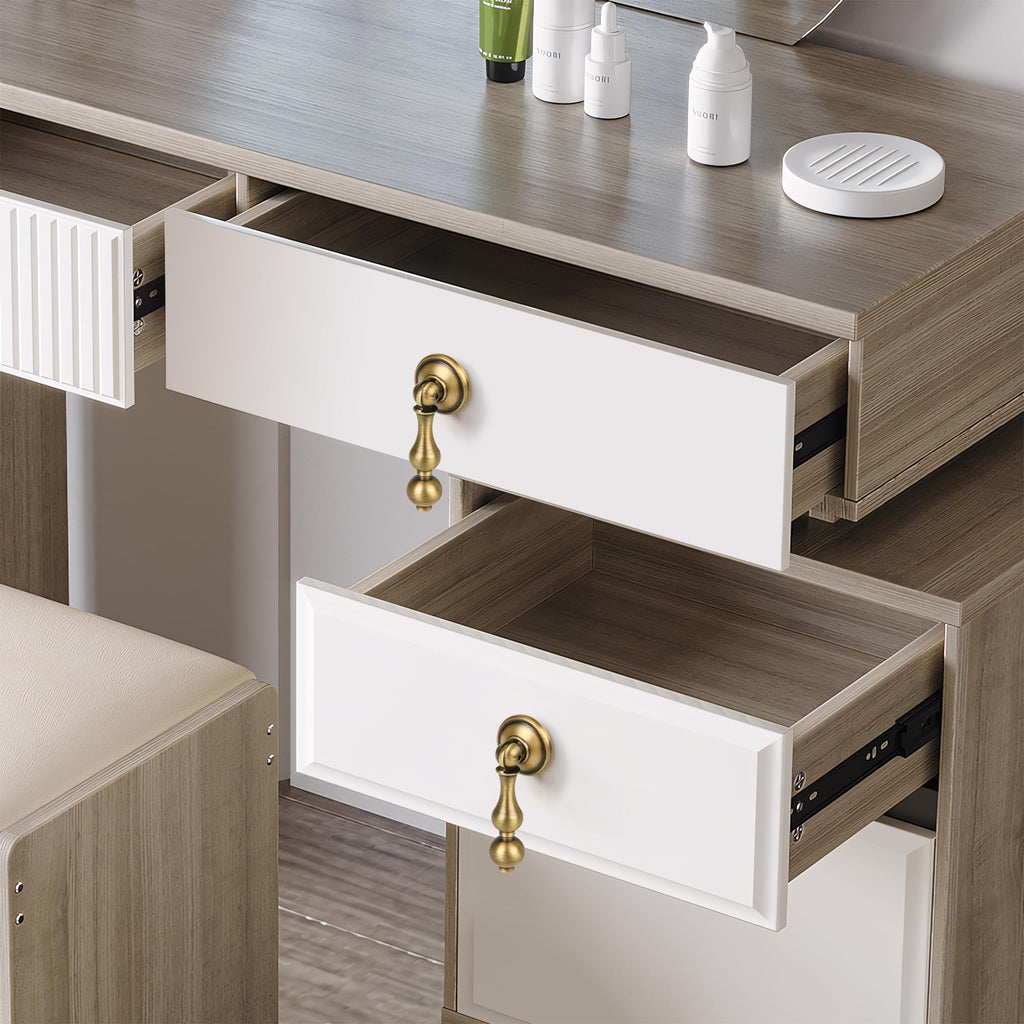Antique Brass Cabinet Drop Pulls 6 Pack, Solid Brass Dresser Drawers Knobs, Modern Cupboard Wardrobe Pendant Knob