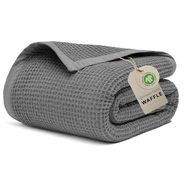 Certified 55"X60" Throw 100% Organic Cotton Blanket-Charcoal Grey