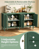 63" Sideboard Buffet Cabinet, Mid Century Modern Credenza Storage Cabinet with Carved Handle & Adjustable Shelves