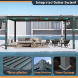 Outdoor Pergola 10x16FT with Adjustable Steel Roof, Louvered Pergola Aluminum Frame for Backyard