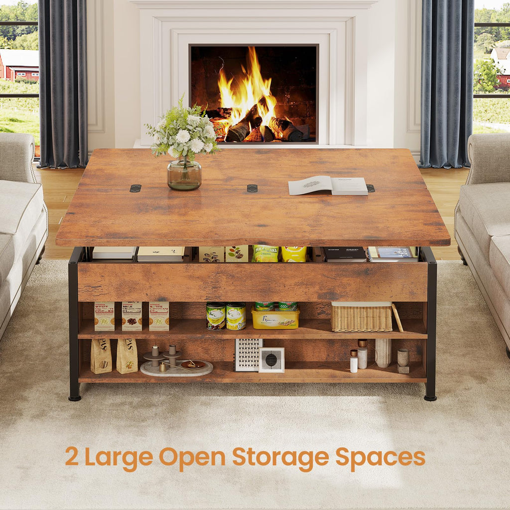 Lift Top Coffee Table Set, 43'' Multi-Function Coffee Table with Storage Drawers and Hidden Compartment, Center Table