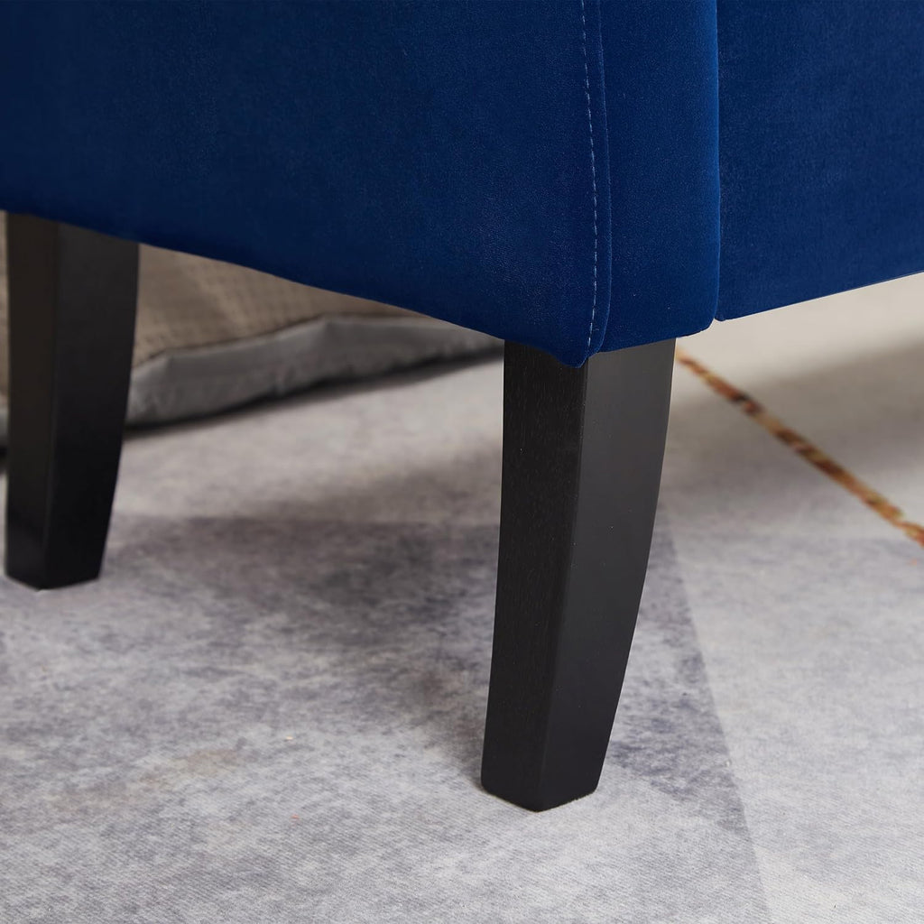 Storage Ottoman Bench, Velvet Benches End of Bed Bench with Solid Wood Legs Upholstered Ottoman with Storage Indoor