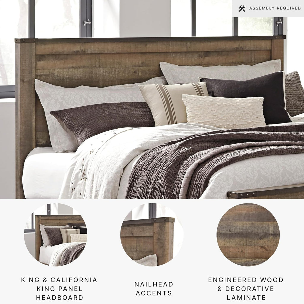 Rustic Panel Headboard, King/California, Warm Brown