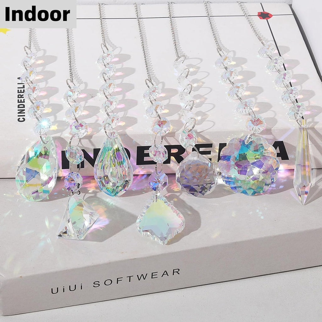 7 Pcs AB Colored Chandelier Crystals Sun Catcher Prisms, Suncatchers for Windows Hanging