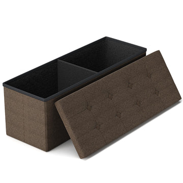 43 Inches Folding Storage Ottoman Bench, Storage Chest, Brown