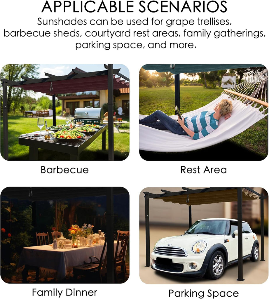 Morgan Outdoor Retractable Pergola with Sun Shade Canopy Patio Aluminum Pergola Shelter for Backyard Deck Garden