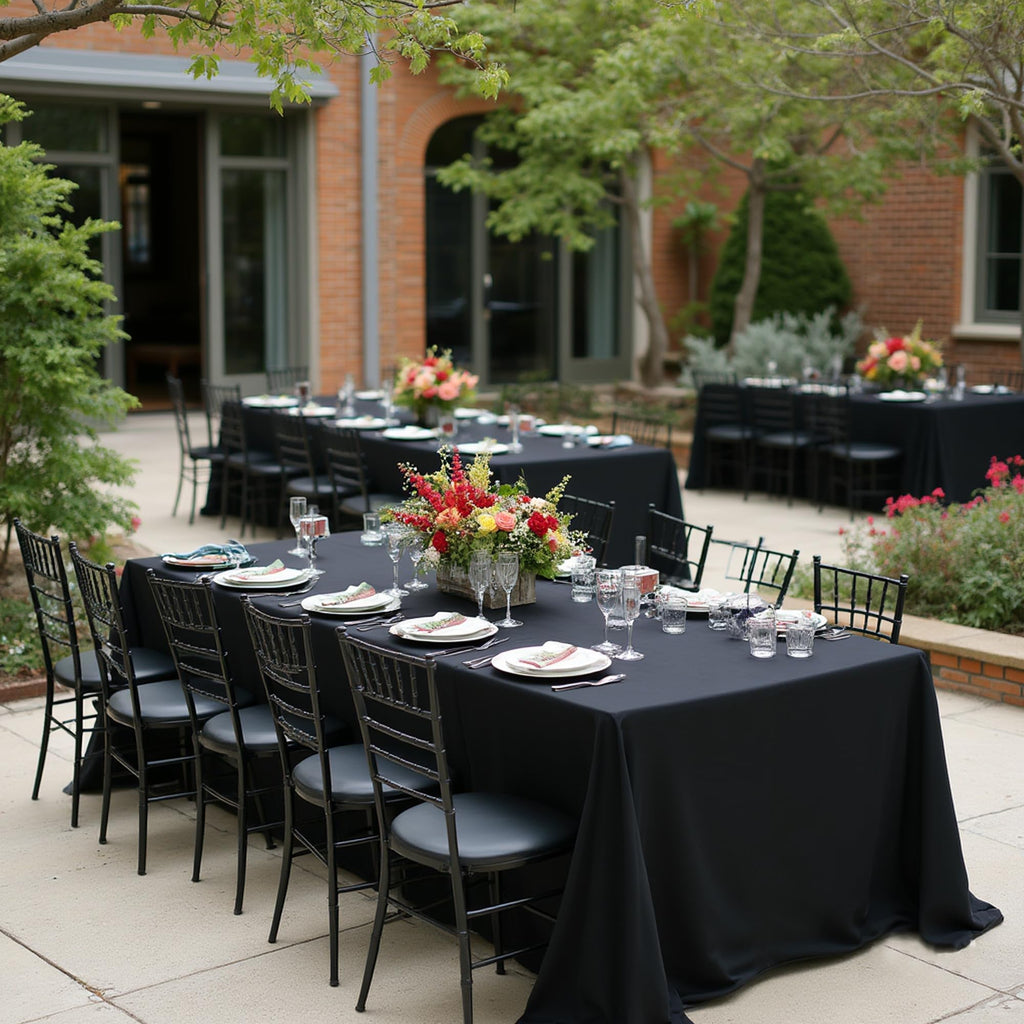 Black Tablecloths Rectangular, 8 Pack 90x132 Inch Table Cloths