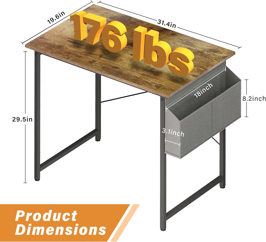 Small Space Writing Desk with Headphone Hooks, Modern Simple Design, Suitable for Study, Home Office and Living Room