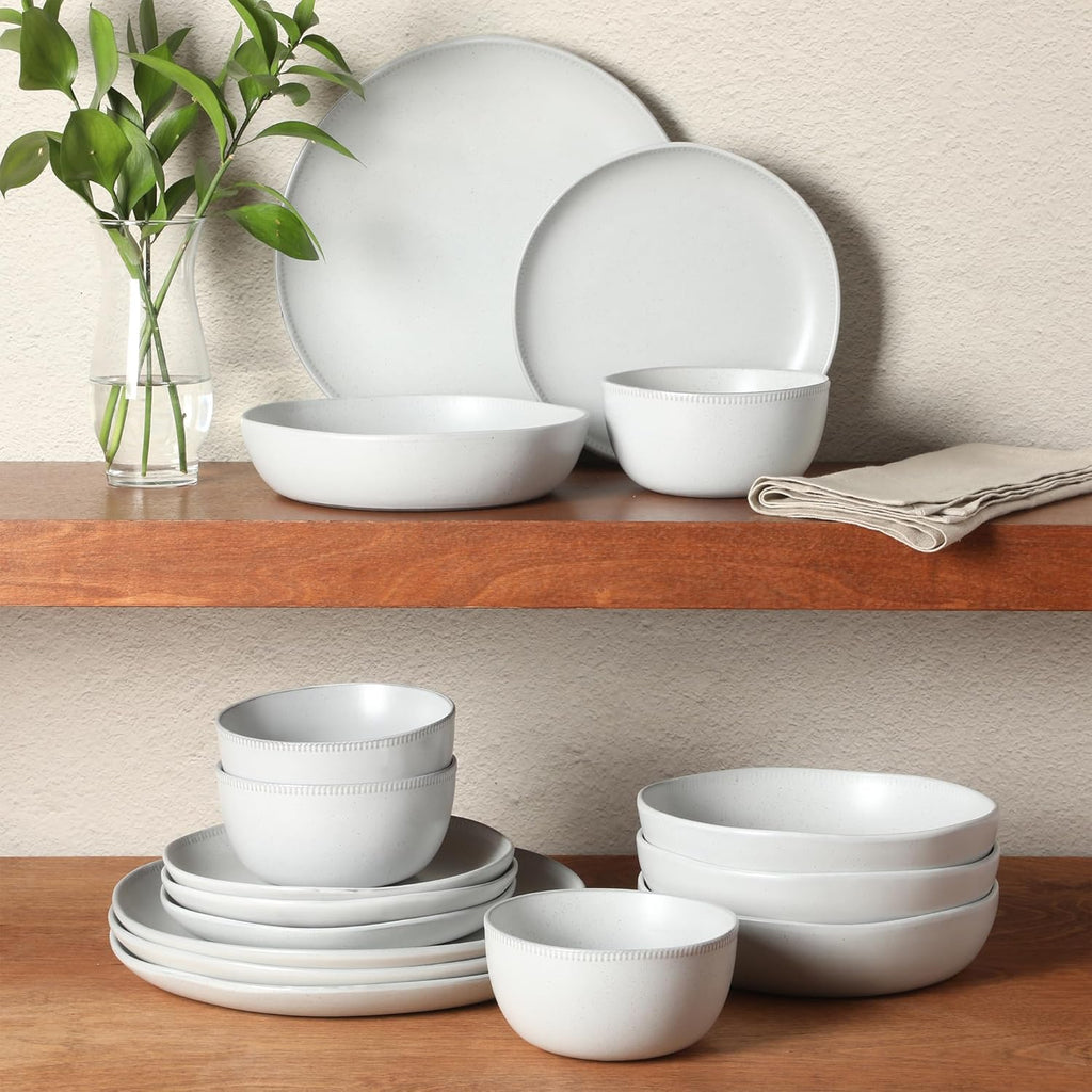 Menlo Park 16-Piece Pottery Clay Stoneware Dinnerware Set