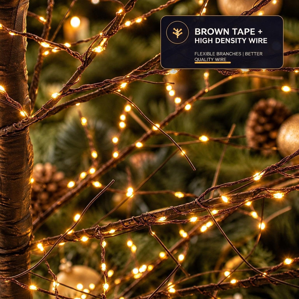 6FT Lighted Brown Birch Tree with LED Lights, Twinkle Brown Birch Tree with 696 Warm Warm Lights, 10% Twinkle Lights