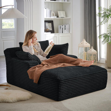 Oversized Chaise Lounge Chair Indoor,50" W Upholstered Corduroy Sofa with 3 Pillows,Comfy Fluffy Cloud Couch,Modern