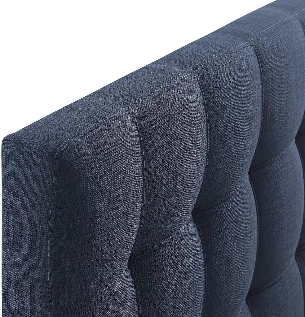 Lily Tufted Linen Fabric Upholstered King Headboard in Navy