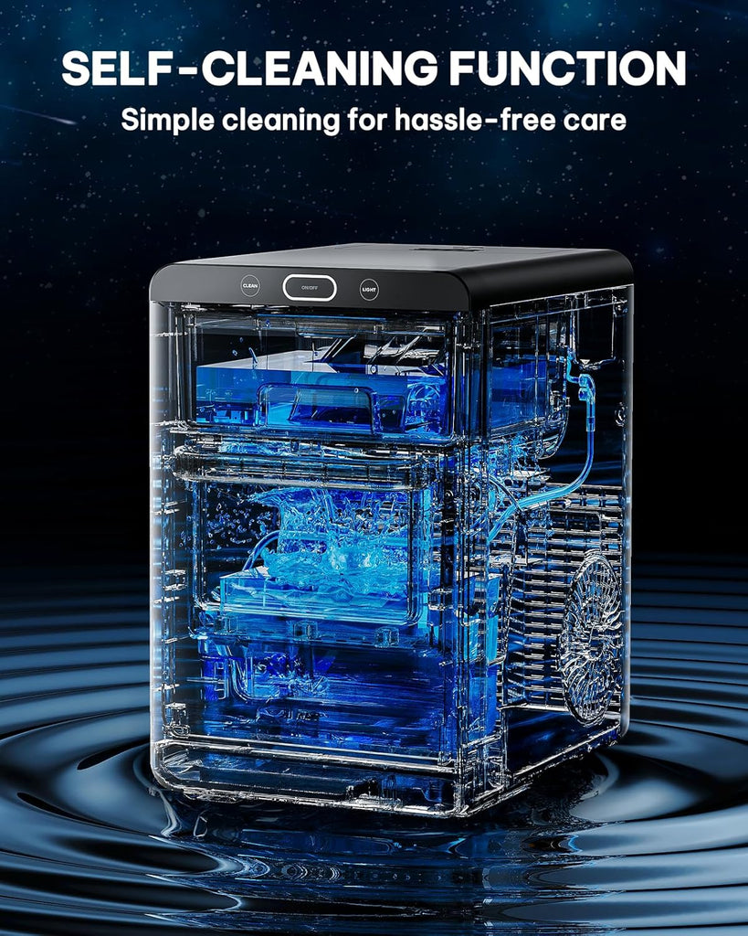 Nugget Ice Maker Countertop - 44lbs/24h Crushed/Pebble Ice Machine, Front Pull-Out Water Tank & Removable Basket