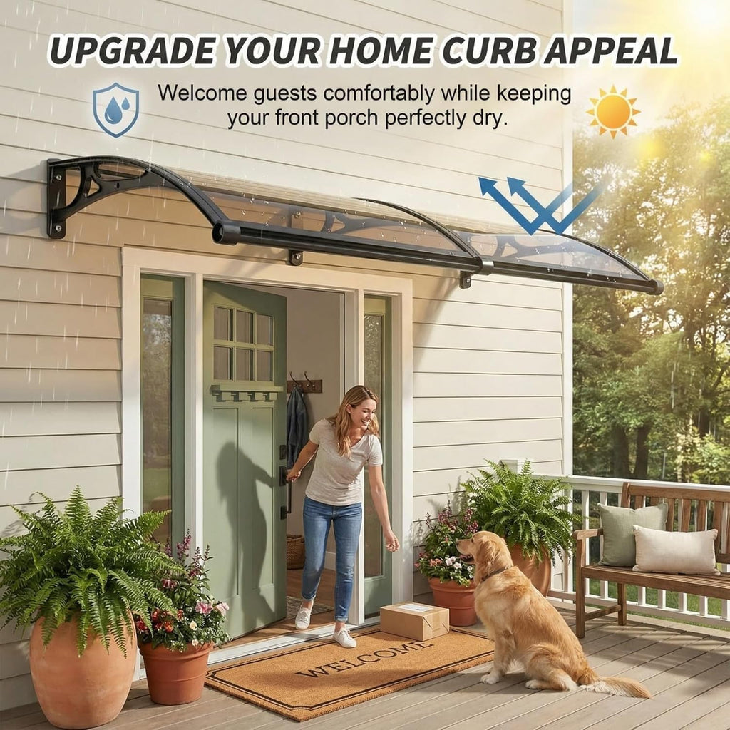 Awning for Door Entrance, Awnings for Doors, Window Awnings Exterior Polycarbonate Cover Outdoor Front Door Patio