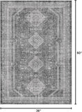 3x5 Vintage Area Rug, Machine Washable, Non Slip & Low Pile Lightweight for Living Room, Entryway, B
