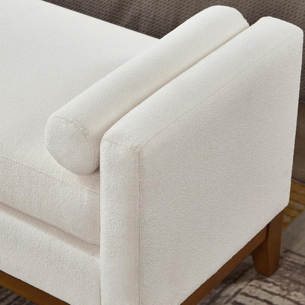 End of Bed Bench , 51'' Boucle Full Size Bench , Cloakroom, Window Bench (Ivory).