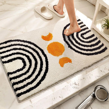 Boho Bathroom Rugs Cute Bohemian Bath Rug Non-Slip Microfiber Abstract Bath Mat Small Carpet Farmhouse Decor Soft