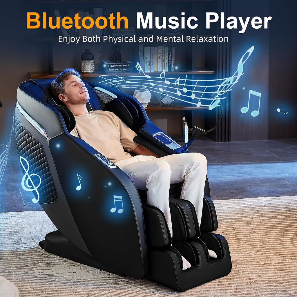 Luxury 4D Full Body Massage Chair with Calf Kneading, Zero Gravity SL-Track Shiatsu Recliner ,18 Auto Modes & 6